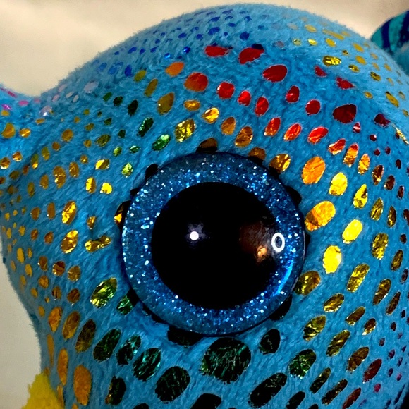 TY Beanie Babies Boos Neptune Rainbow Seahorse Blue Foil 6" Plush Stuffed Toy - Picture 6 of 9